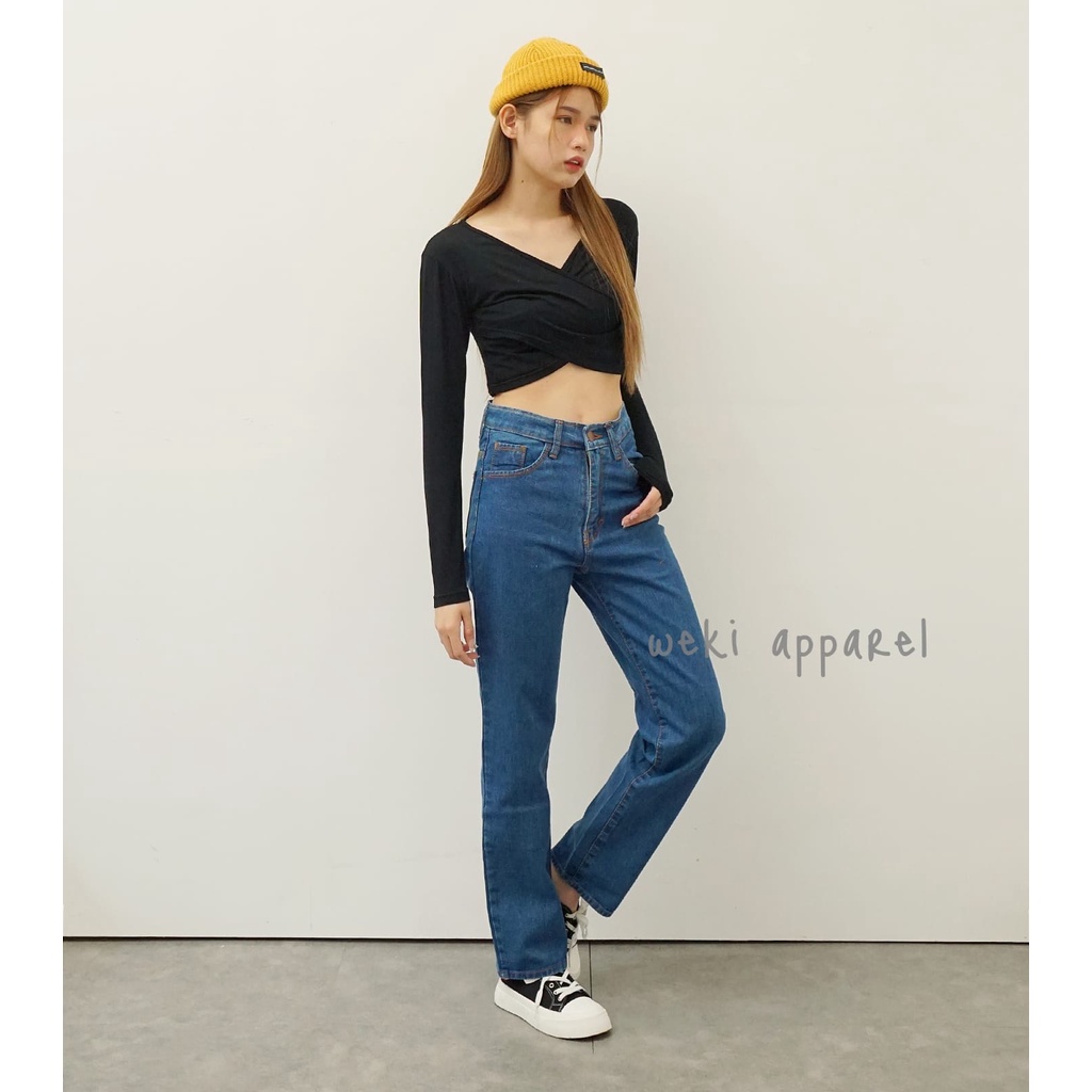 Jeans Boyfriend Wanita Highwaist BioWash Blue