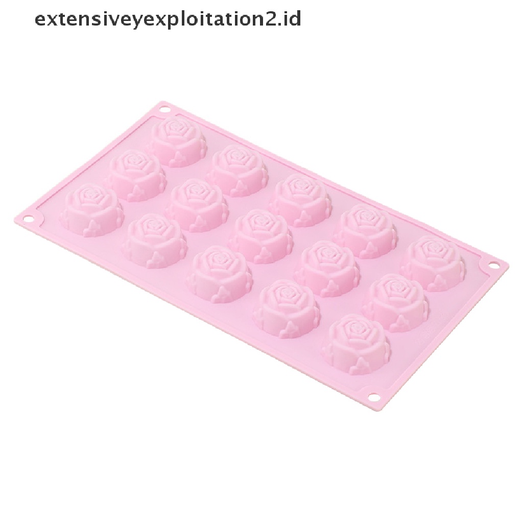 {NEW} 1pc 1Pc 15-rongga Cetakan Kue Silikon Bentuk Mawar Cetakan Diy Baking Dessert Mold.