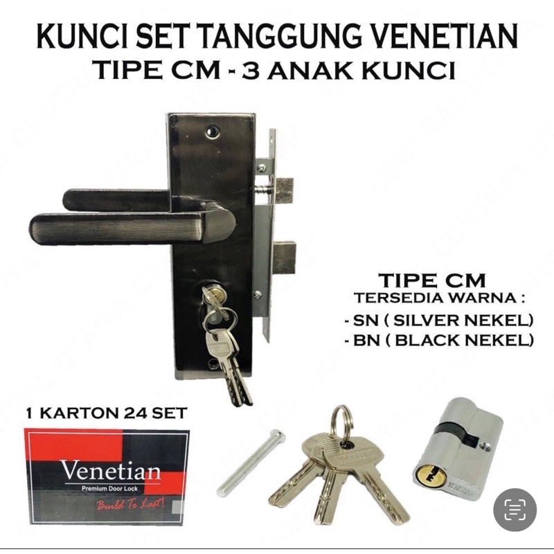 Kunci pintu tanggung komplit 20cm tipe CM Venetian