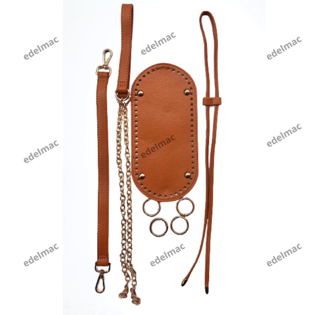 Tali dan Alas Tas Serut Selempang Rantai Set Kulit Sintetis Leather Bottoms Package Lengkap Accesories Sling Bag Straps DIY Handmade