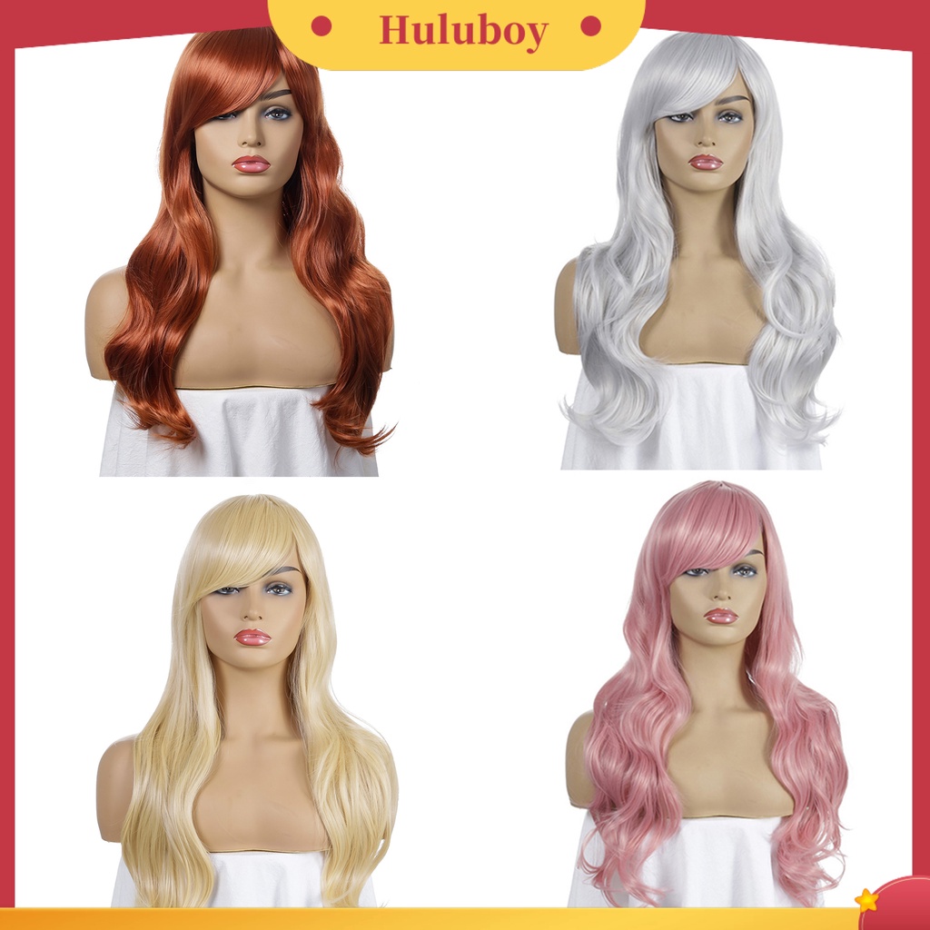 Wig Rambut Sintetis Model Panjang Bergelombang 70cm Untuk Wanita