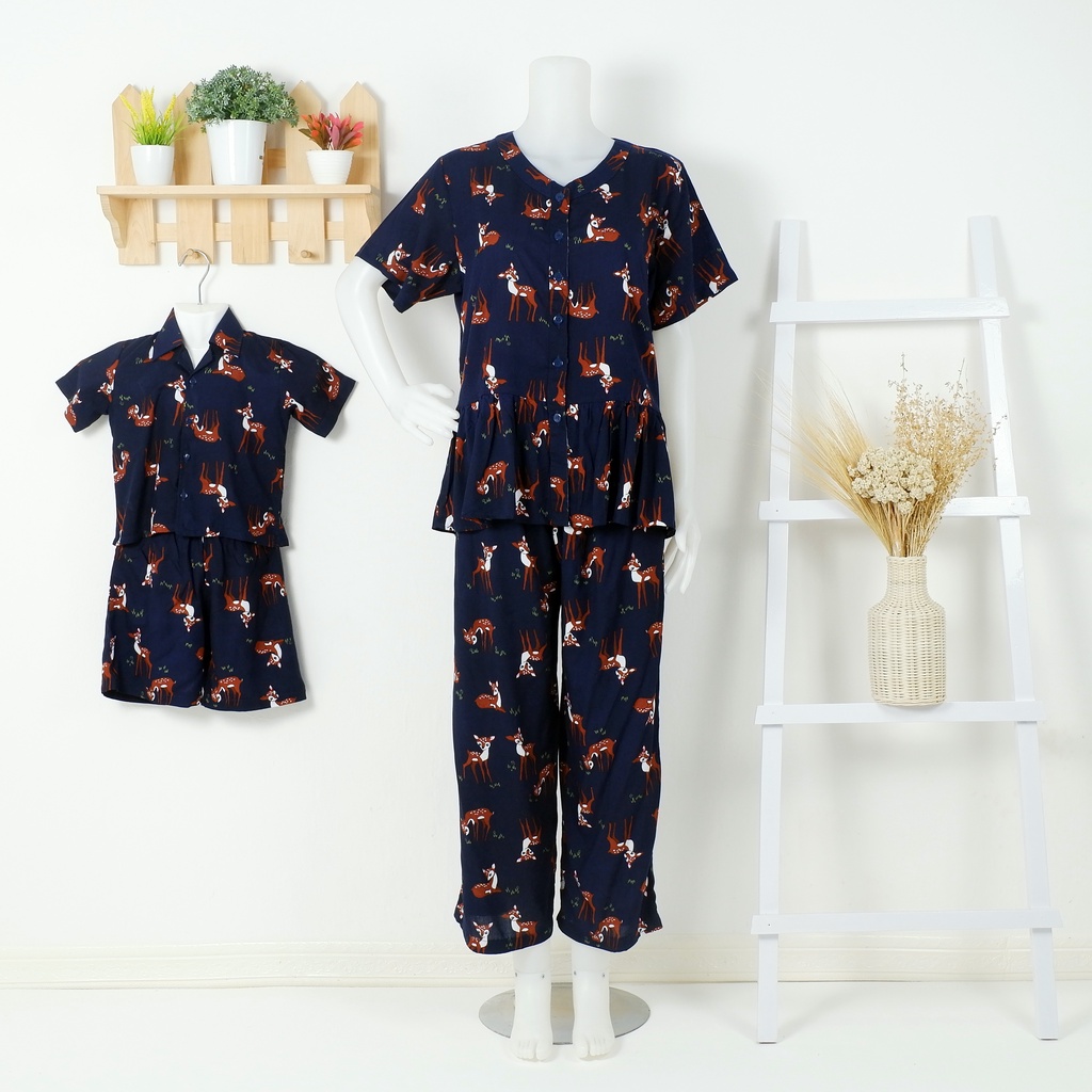 Pajamas Set Couple Ibu Anak | One Set Couple | Setelan Couple Ibu Anak | Baju Anak Couple 1-5 Tahun