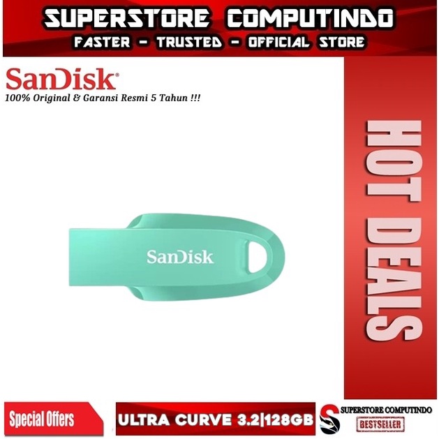 Flashdisk SanDisk Ultra Curve USB 3.2 128GB CZ550 | Mint Green