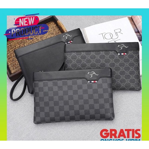 Tas Handbag Pria Kulit - Tas Handbag Pouch Clutch Pria Wanita - Handbag Pria Branded Premium + Box -