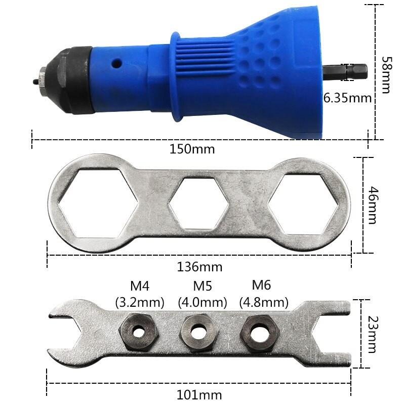 YGRETTE -  ADAPTER BOR TANG RIVET Electric Pull Rivet Conversion Drill Adapter Kepala Bor Listrik Tang