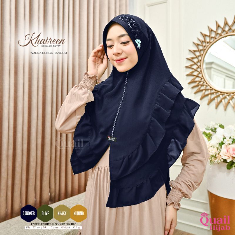 Hijab Instan Bergo Ceruty Syari Premium Original Jilbab Quail KHAIREEN