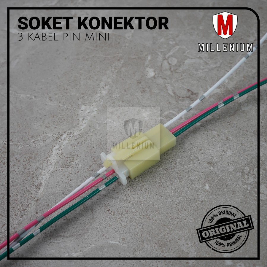 SOKET KONEKTOR / SOCKET SAMBUNG MOBIL MOTOR 3 PIN KECIL / MINI 1SET