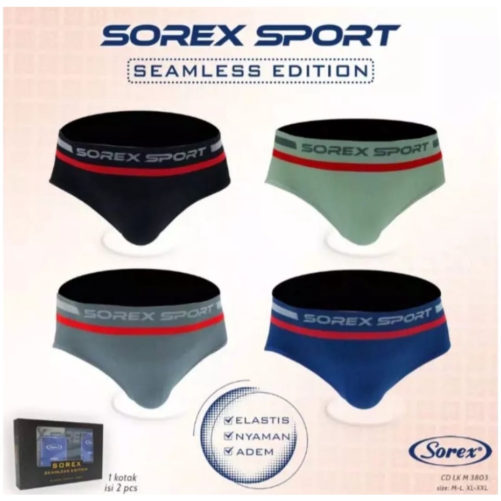 Celana dalam pria sorex sport seamless rajut tampa jahita isi 2 pcs