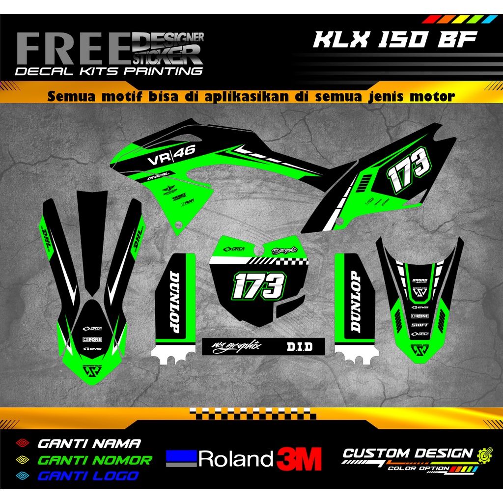 DECAL STICKER KLX BF CUSTOM VR 46