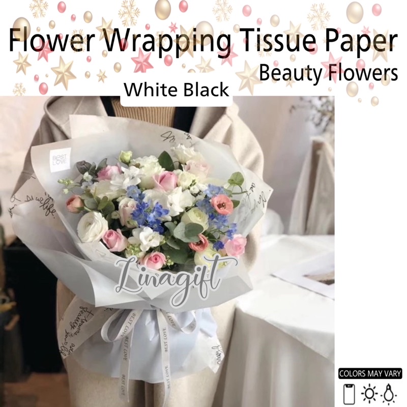 ( 5 Lembar ) BEAUTY FLOWERS - FLOWER WRAPPING TISSUE PAPER / KERTAS TISU / BUKET BUNGA / KERTAS BUNGA