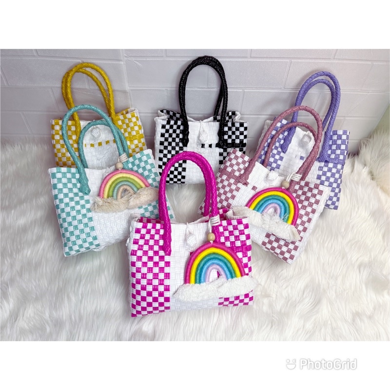 (TANPA ACCESORIES) Mini Patty Tas Jali Tas Jaly Tas Anyaman Plastik Premium Warna Pastel