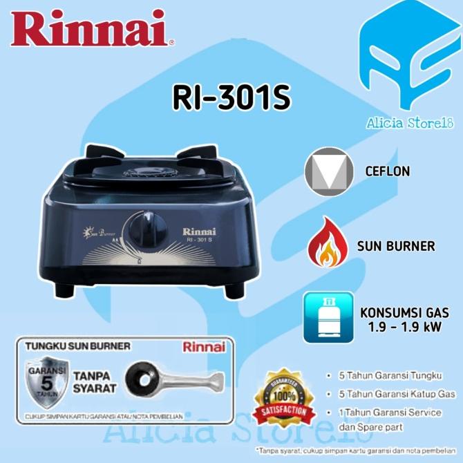 KOMPOR GAS RINNAI 1 TUNGKU RI 301S RI301S RI-301S SATU TUNGKU 301 S