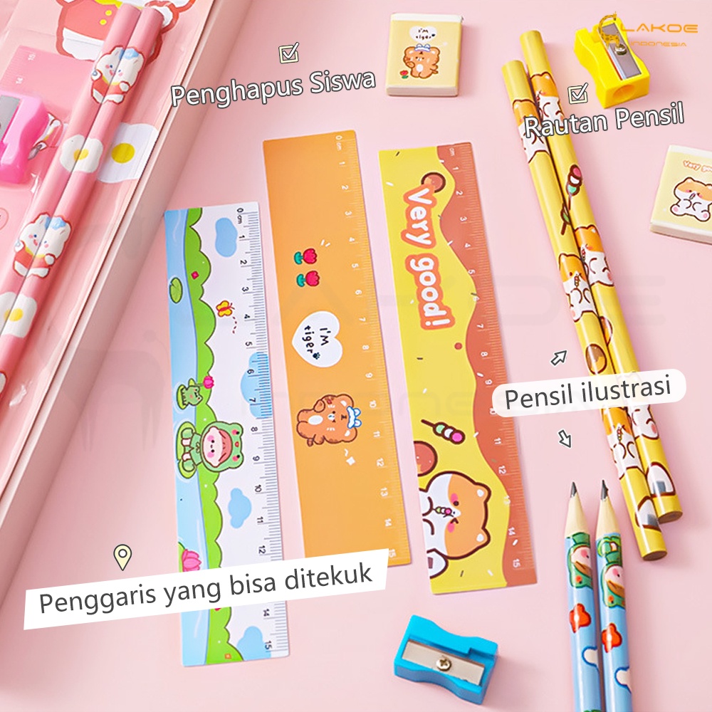 Mini Stationary Set Alat Tulis anak lucu Pensil set 5in1