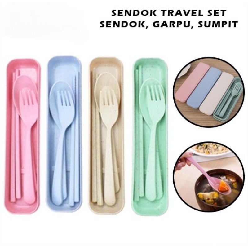 Alat Makan Sendok Sumpit Garpu Alat Makan Korea Travelling Set 3In1 Bahan