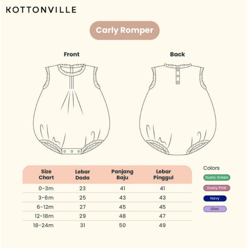 Kottonville Carly Romper 0-24M Romper Ruffle Bayi Perempuan CBKS