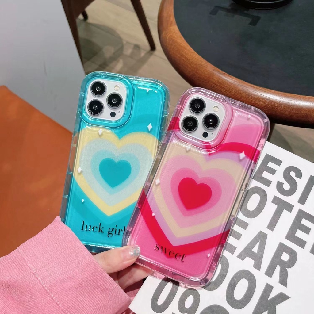 IPHONE Love Casing Transparan Lembut Lembut Kompatibel Untuk Iphone14 13 12 11 Pro XS Max X XR 78 6 6S Plus Shockproof Phone Casing TPU Cover