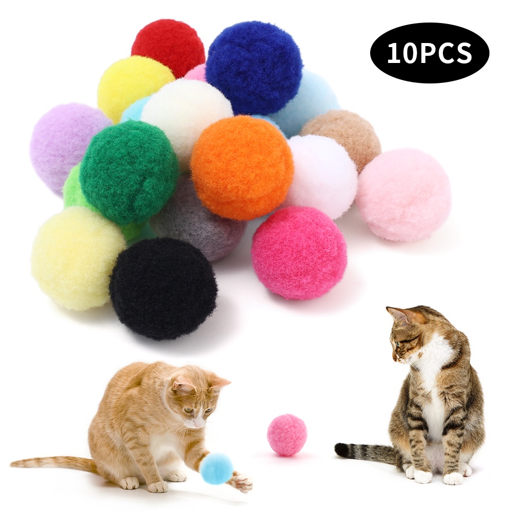 10pcs Pompom Kucing Mainan Kucing Warna-Warni Untuk Kucing Indoor Untuk Menangkap Kejar, Menggores Mewah DIY Mainan Mengunyah Anak Kucing, Mainan Interaktif Untuk Kucing