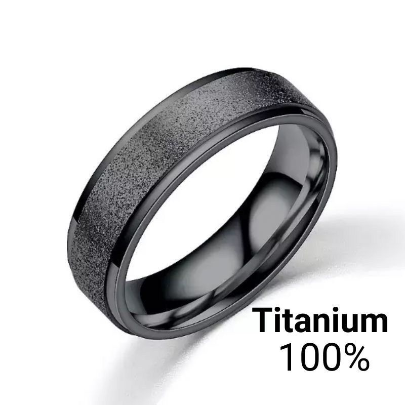 Cincin Titanium/Couple Pasir Polos HITAM