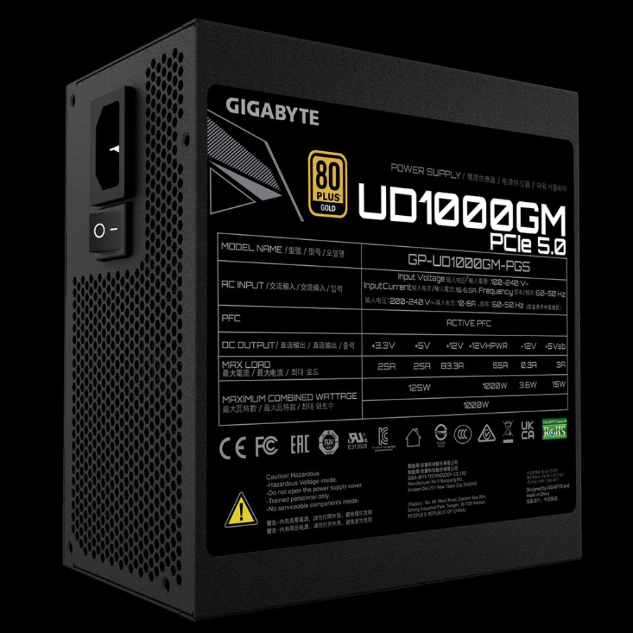 PSU Gigabyte UD1000GM PG5 - 1000W 80+ Gold PCIe Gen 5.0