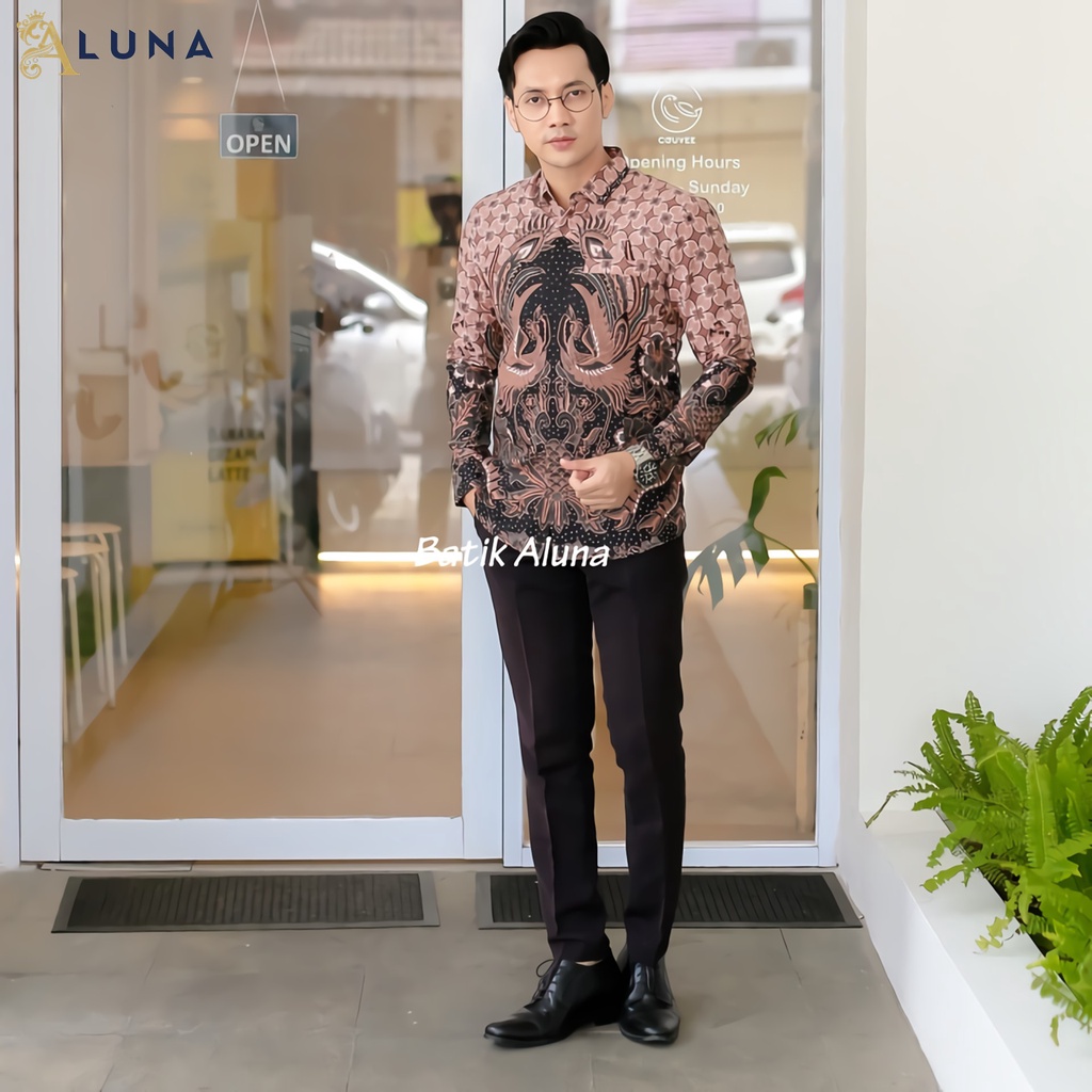 Batik Pria Lengan Panjang Slimfit Atasan Batik Premium Pria Cowok Batik Pekalongan Kekinian Original Modern Seragam Kantor Jumbo SBA 08