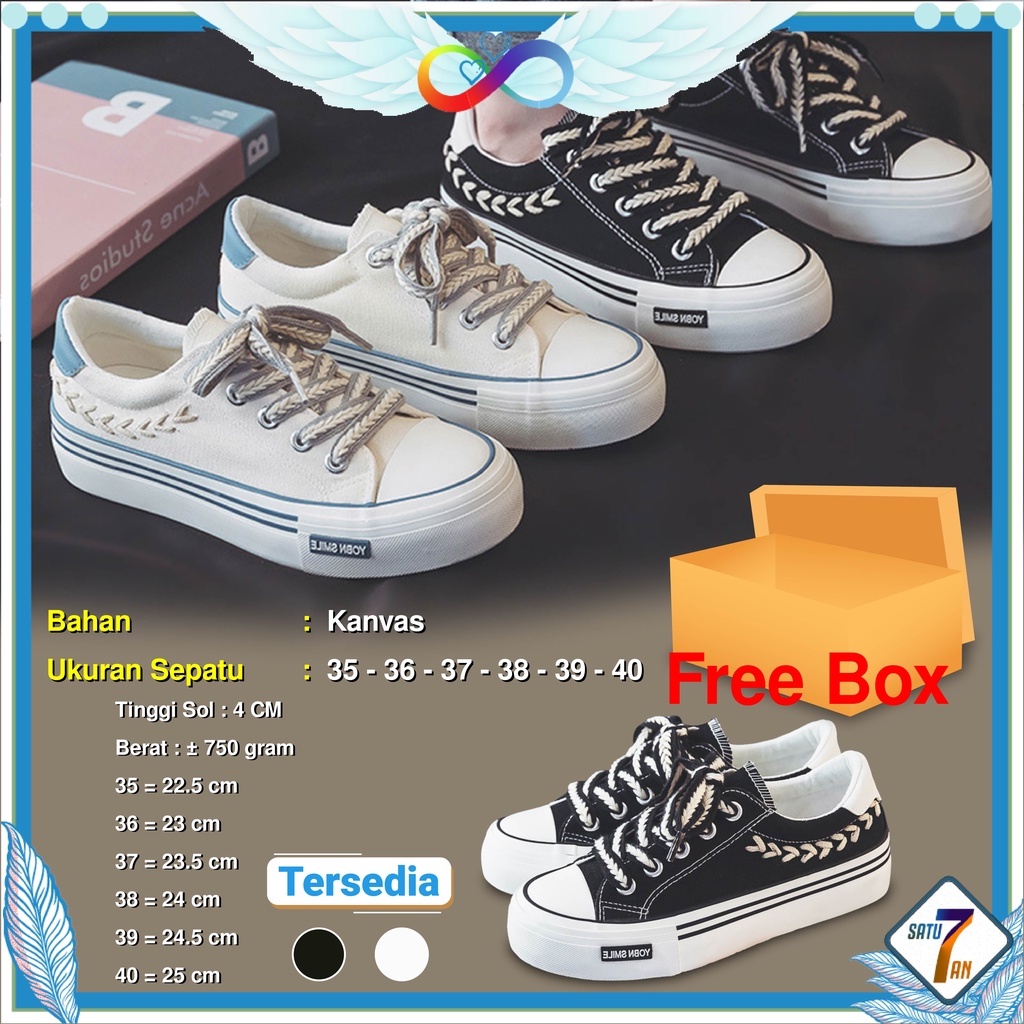 Sepatu Sneakers Wanita Tali Fashion Korea Shoes Casual Trendy Sepatu Cewek Kanvas Free Box Satu7an SPT-46