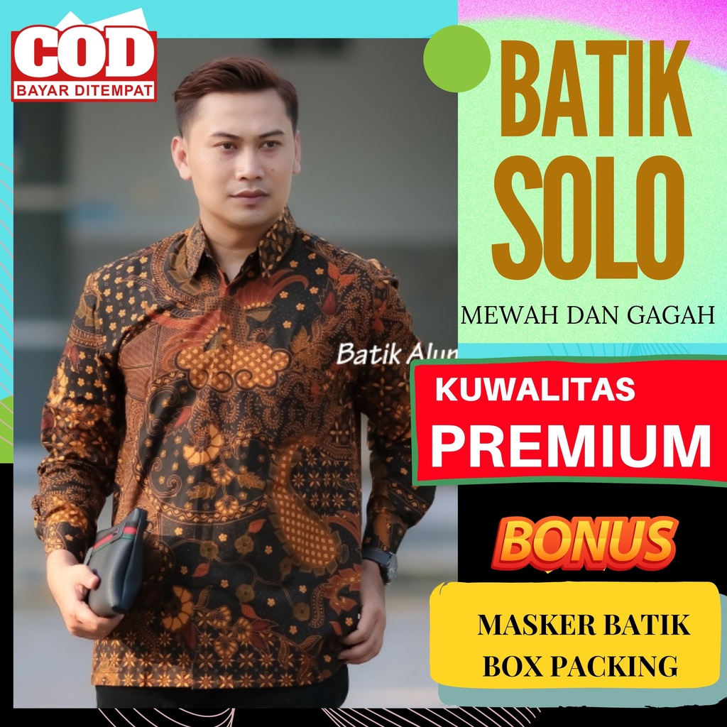 Atasan Kemeja Baju Batik Aluna Pria Lengan Panjang Premium Furing Reguler Fit Baju Cowok Moderen Ori
