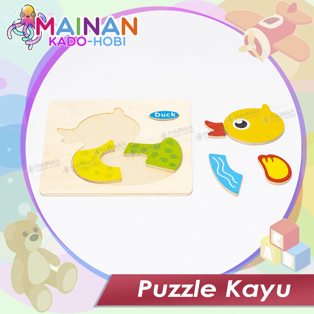 MAINAN KADO NATAL ANAK PUZZLE PAPAN KAYU KARAKTER BEBEK DUCK