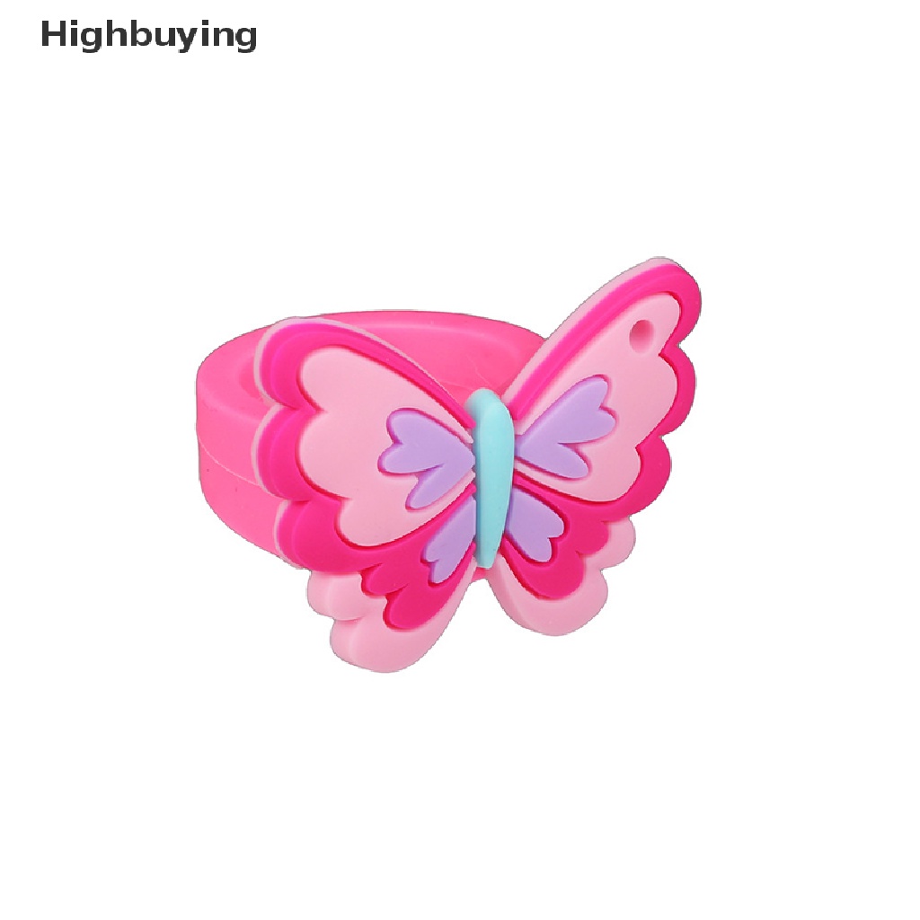 Hbid Cincin Kupu-Kupu Lingkungan Gadis Cowok chindren PVC Silicone Ring Handmade Cincin Kartun Anak Glory