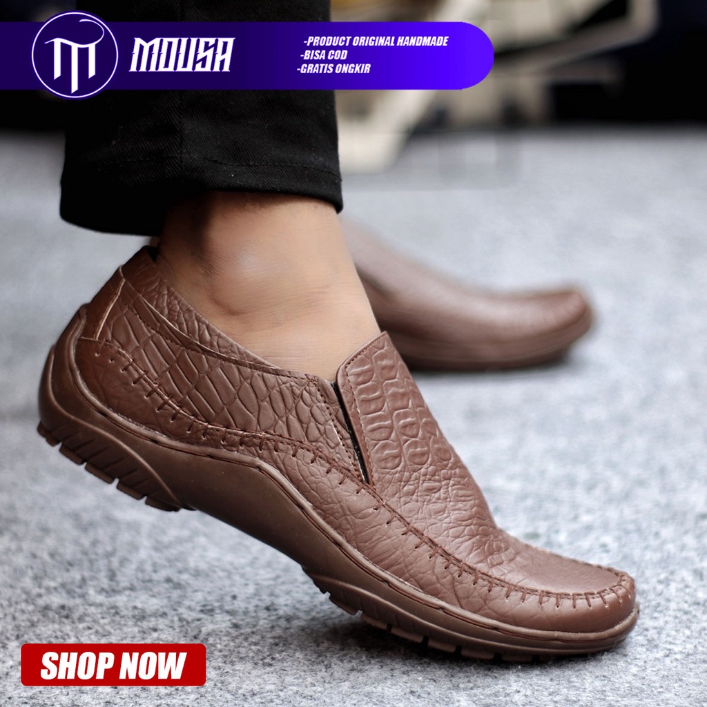 Sepatu Formal Pria Pantofel Kulit Asli Mousa Croco