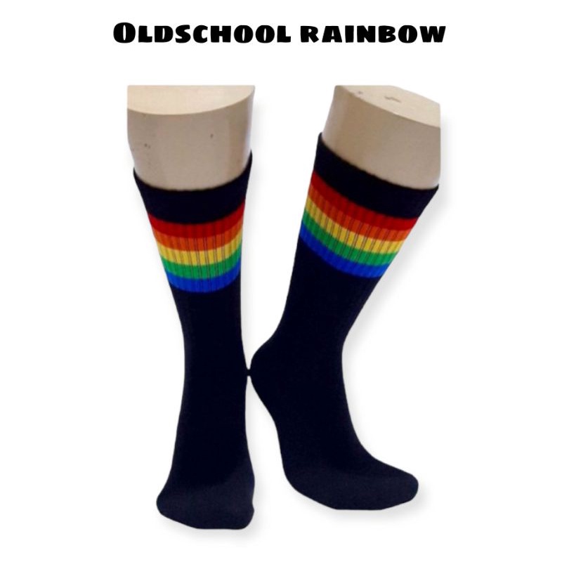 1 Lusin Kaos Kaki Skate Oldschool Rainbow || Kaos Kaki Olahraga Panjang Pria dan Wanita