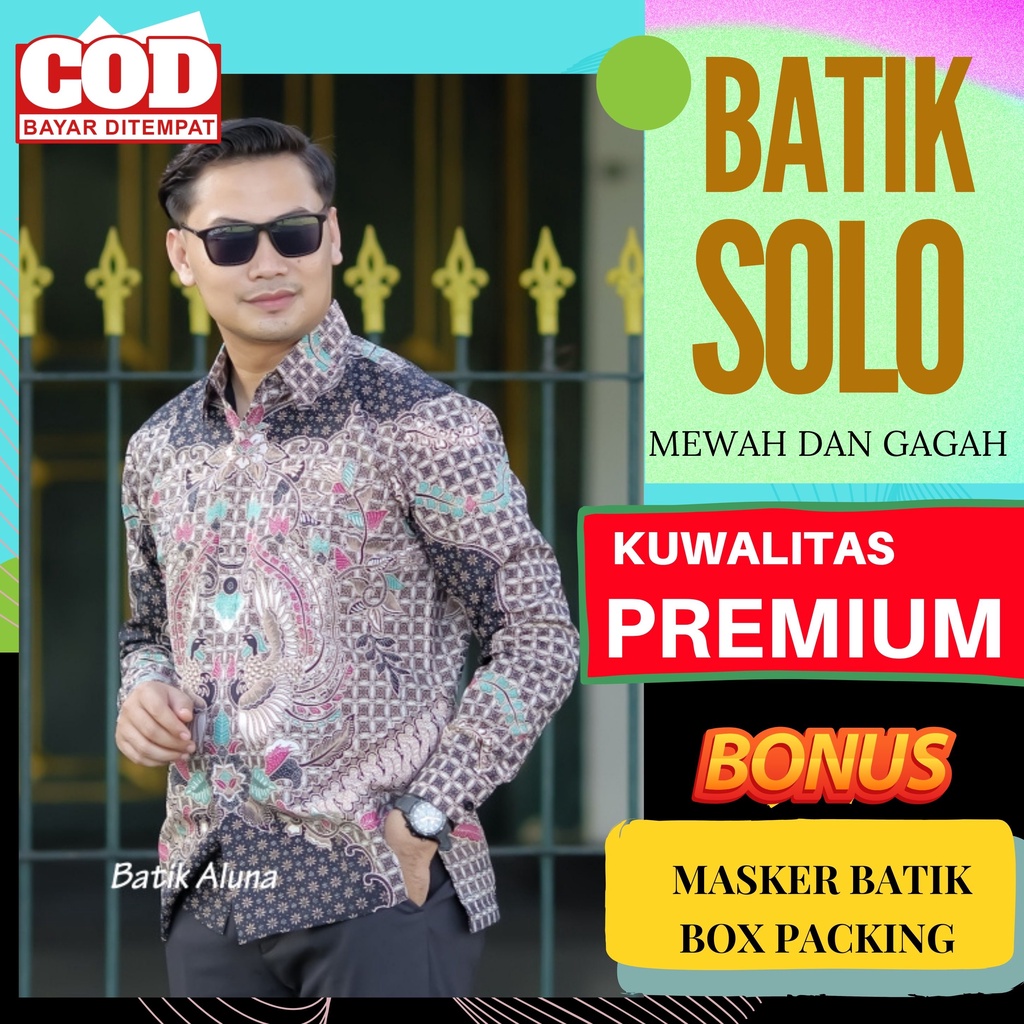 Atasan Kemeja Baju Batik Aluna Pria Lengan Panjang Premium Furing Reguler Fit Baju Cowok Moderen Ori