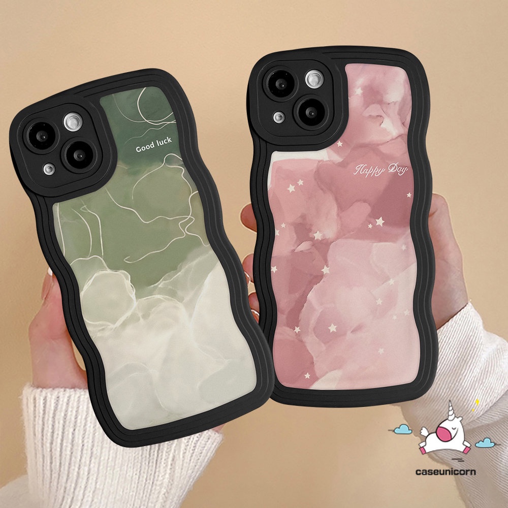 IPHONE Kompatibel Untuk Iphone11 13 12 14 Pro Max XR 78 Plus 6 6s Plus 14plus X XS Max SE 2020lembut TPU Wavy Edge Halo Dyed Watercolor Star Lines Couple Case