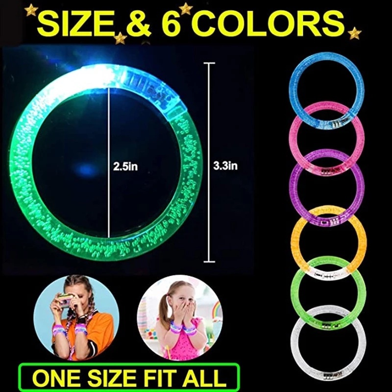 Warna Acak Gelang Fluorescence Glow Sticks Bracelets LED Colorful Luminous Sticks Removable Fashion Luminous Mainan Rumah Festival Pesta Pernikahan Dekorasi Menyala