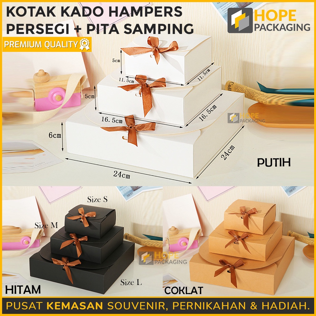 [ ISI 1 Pcs ] Kotak kado Hampers Persegi + Pita Samping Ulang Tahun / Box ultah / kotak kerudung / baju / kue / premium box gift box