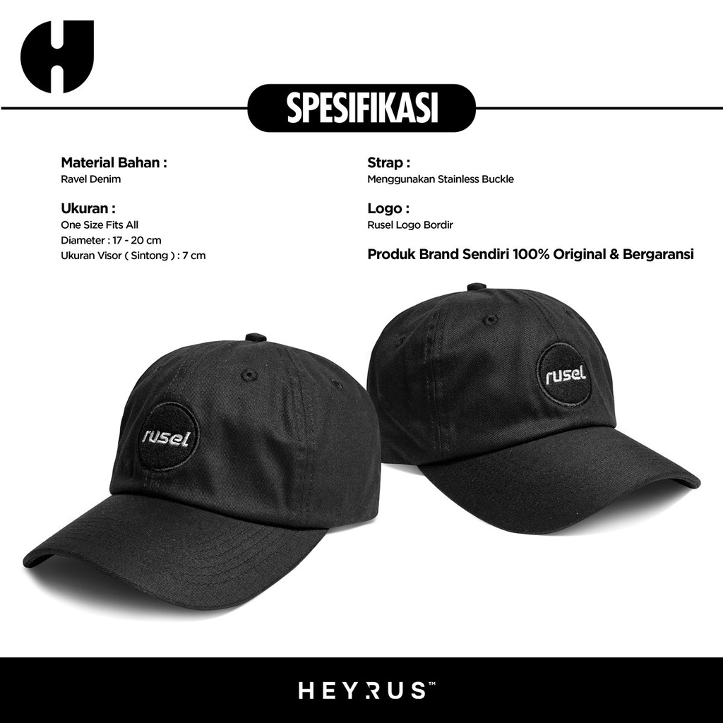 HEYRUS RUSEL I Caps Basic Black Topi Bisbol Pria