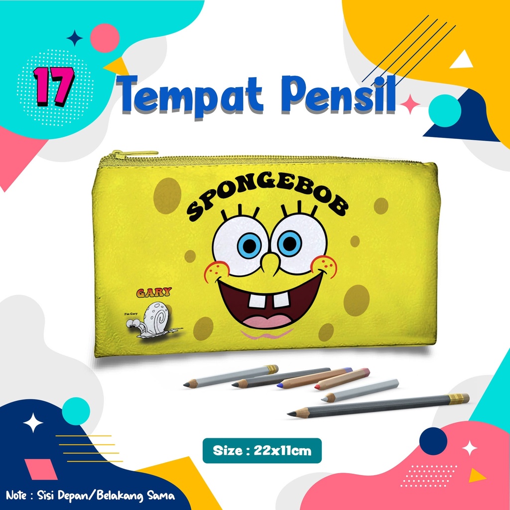 

Tempat Pensil SPONGEBOB Kode.17 Pencil Case Dompet Pouch Kostak Kotak Custom nama dan foto