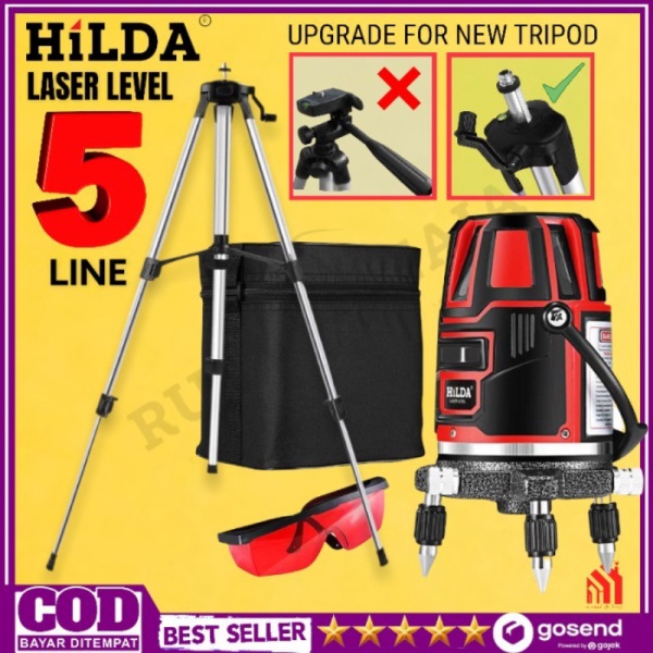 Terbaik Meteran Laser Level Hilda 5 Line Alat Tukang Tanpa Tripod Diskon