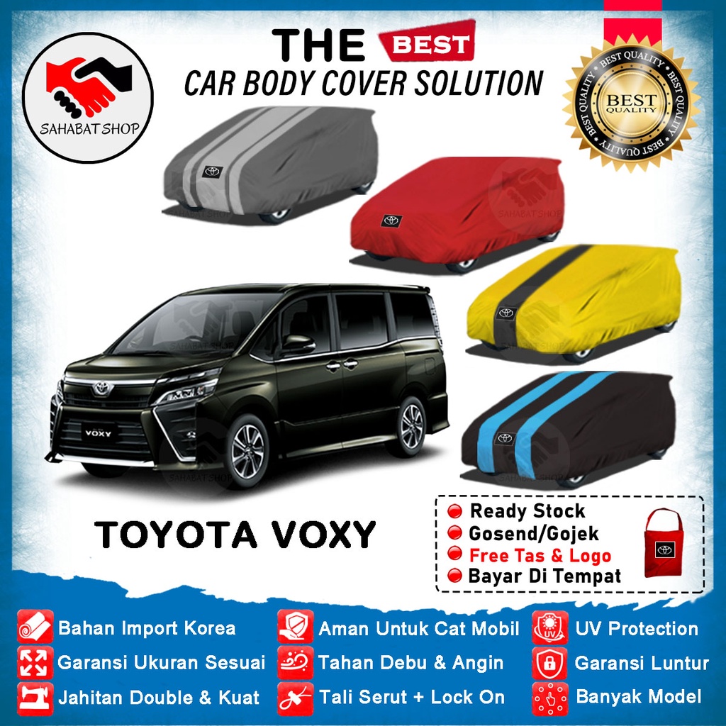 Sahabat Body Cover Mobil Voxy / Sarung Penutup Toyota Voxy Outdoor 2014 2015 2016 2017 2018 2019 2020 2021 2022 / Selimut Tutup Mantel Jas Kelambu Kerudung Kerodong Pelindung Pembungkus Mantol Terpal Mobil Voxy Waterproof Anti Air Model Biru