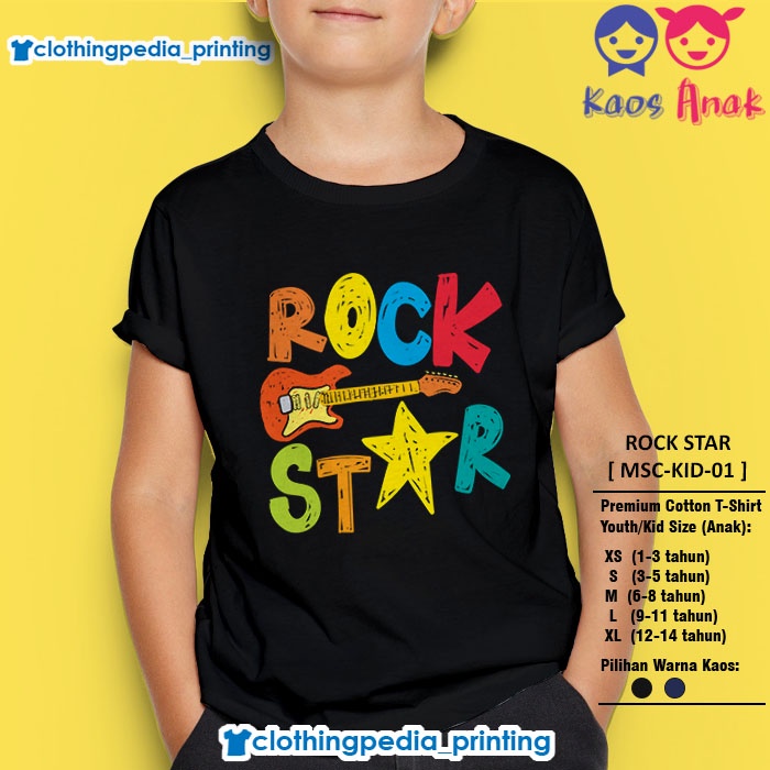 Kaos Anak Imut Rock Star Guitar Music Cute Kid T-Shirt