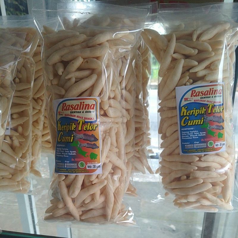 

oleh oleh khas Bangka snack getas Kerupuk kritcu keripik telor cumi cap RASALINA ( 250 gr )