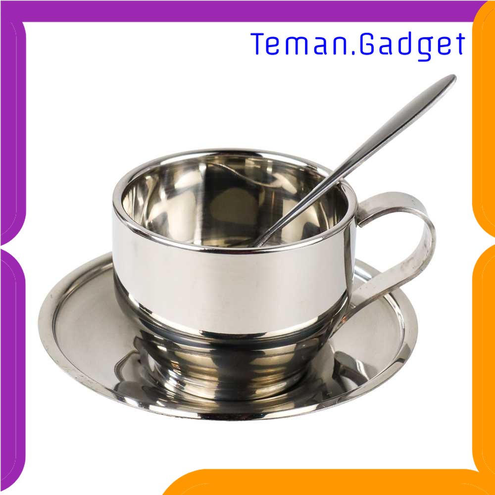 TG - DPR One Two Cups Set Cangkir Sendok Piring Kopi Stainless Steel - 201