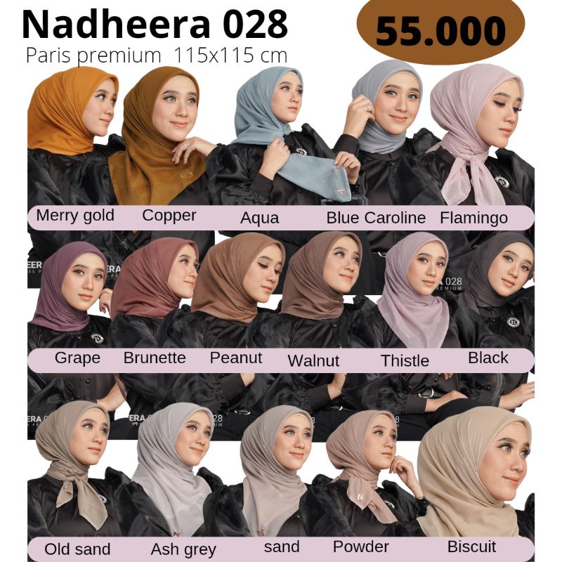 TERBARU √ HIJAB POLOS KERUDUNG SEGIEMPAT PARIS NADHEERA LUXURY √ NADHEERA 028