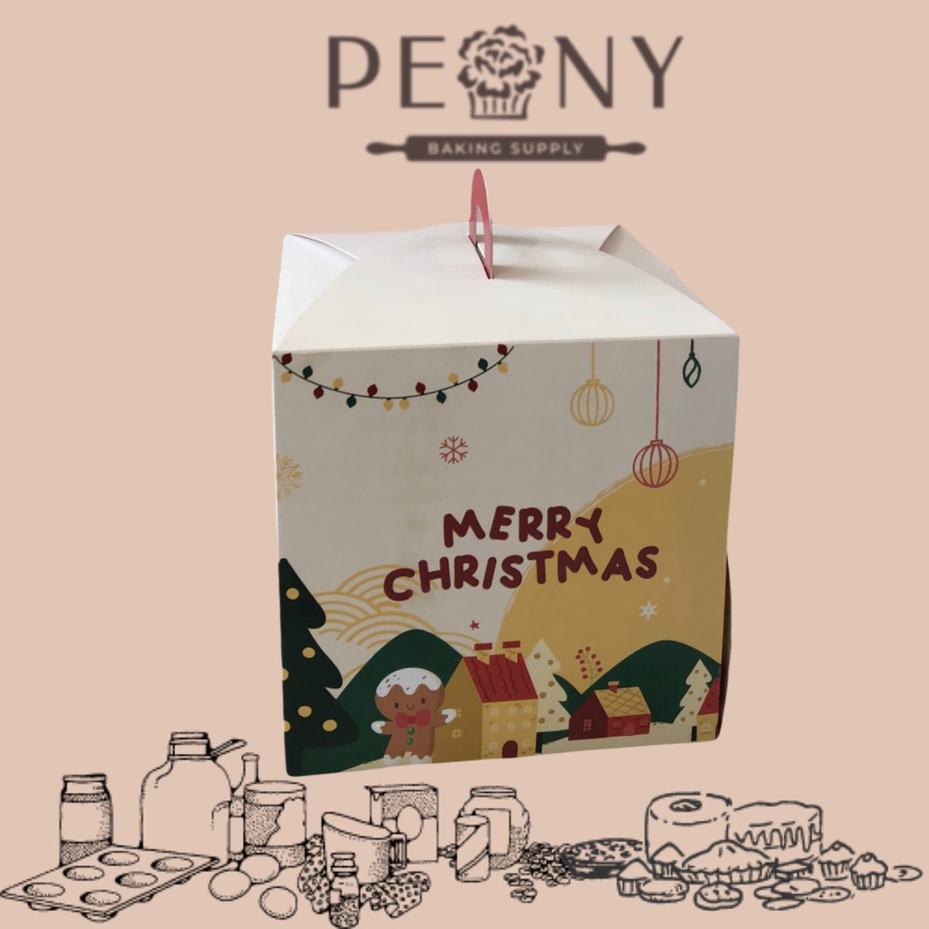 KOTAK PACKAGING KUE NATAL CHRISTMAS 15X15X15CM