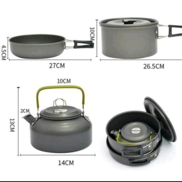 

set Diskon teko camping alat free hiking masak Cooking nesting DS308 Promo kettle