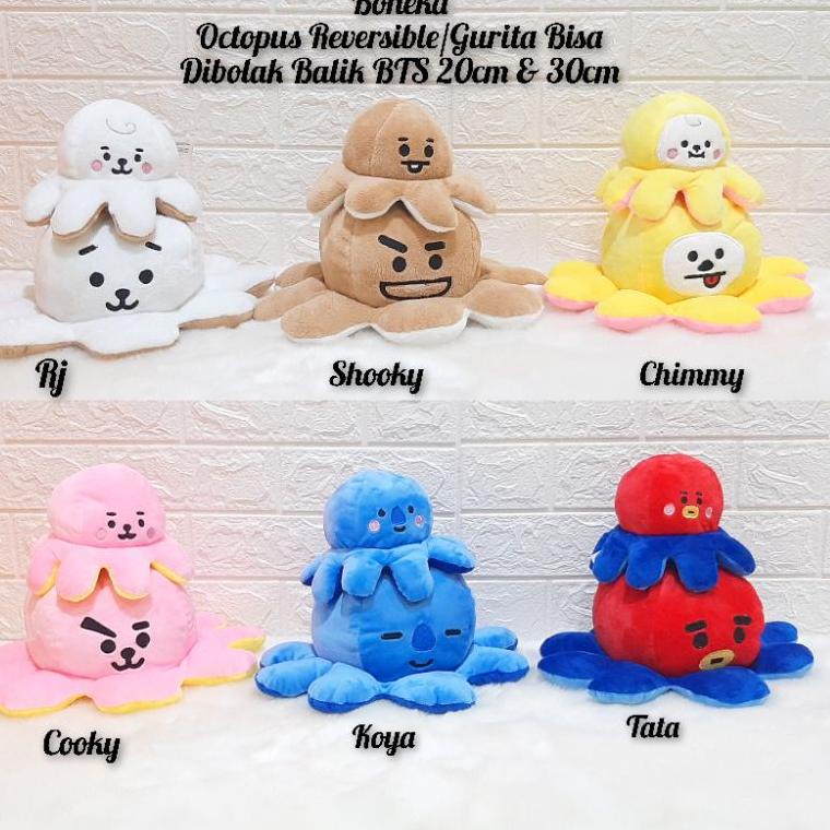[D-R3R] ㊛] Boneka Octopus Reversible / Gurita Bisa Bolak Balik BTS 30cm & 20cm / Boneka Lucu-amanah