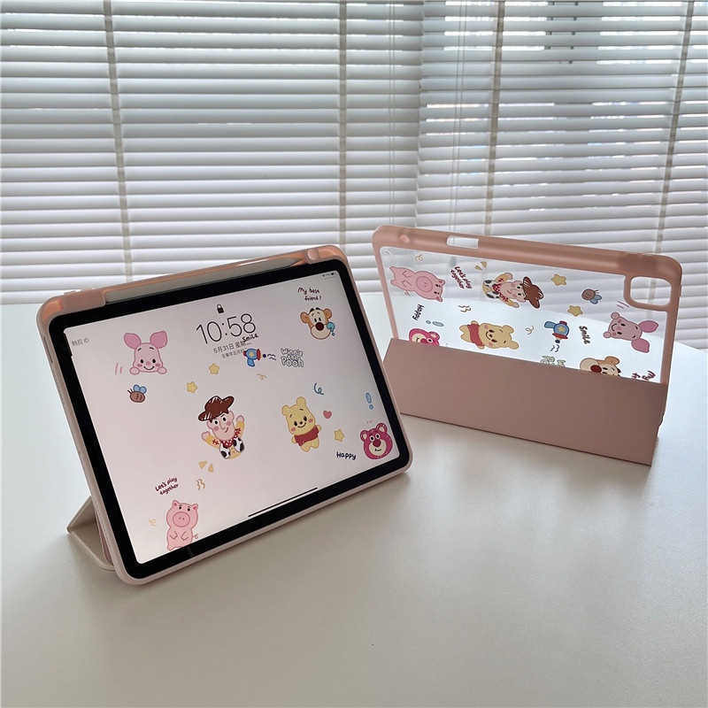 Case Transparan Magnetik Buzz &amp; Pooh Untuk IPAD Pro 11/ 12.9 / 7th-8th/10.2 / Air 3 Pro 10.5 / Air 4 2020