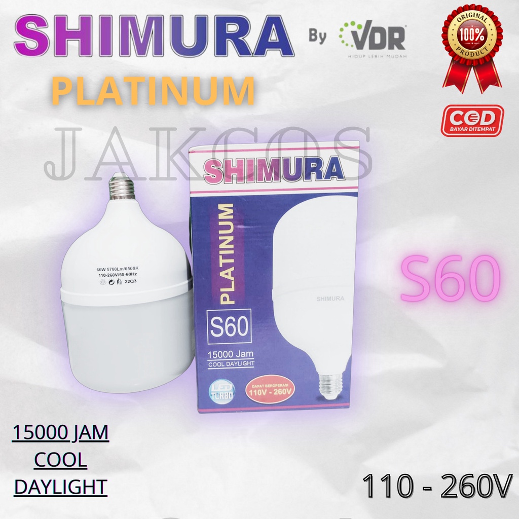 Bohlam SHIMURA PLATINUM Lampu LED 40 Watt  50 Watt 60 Watt Cahaya Putih Lumen