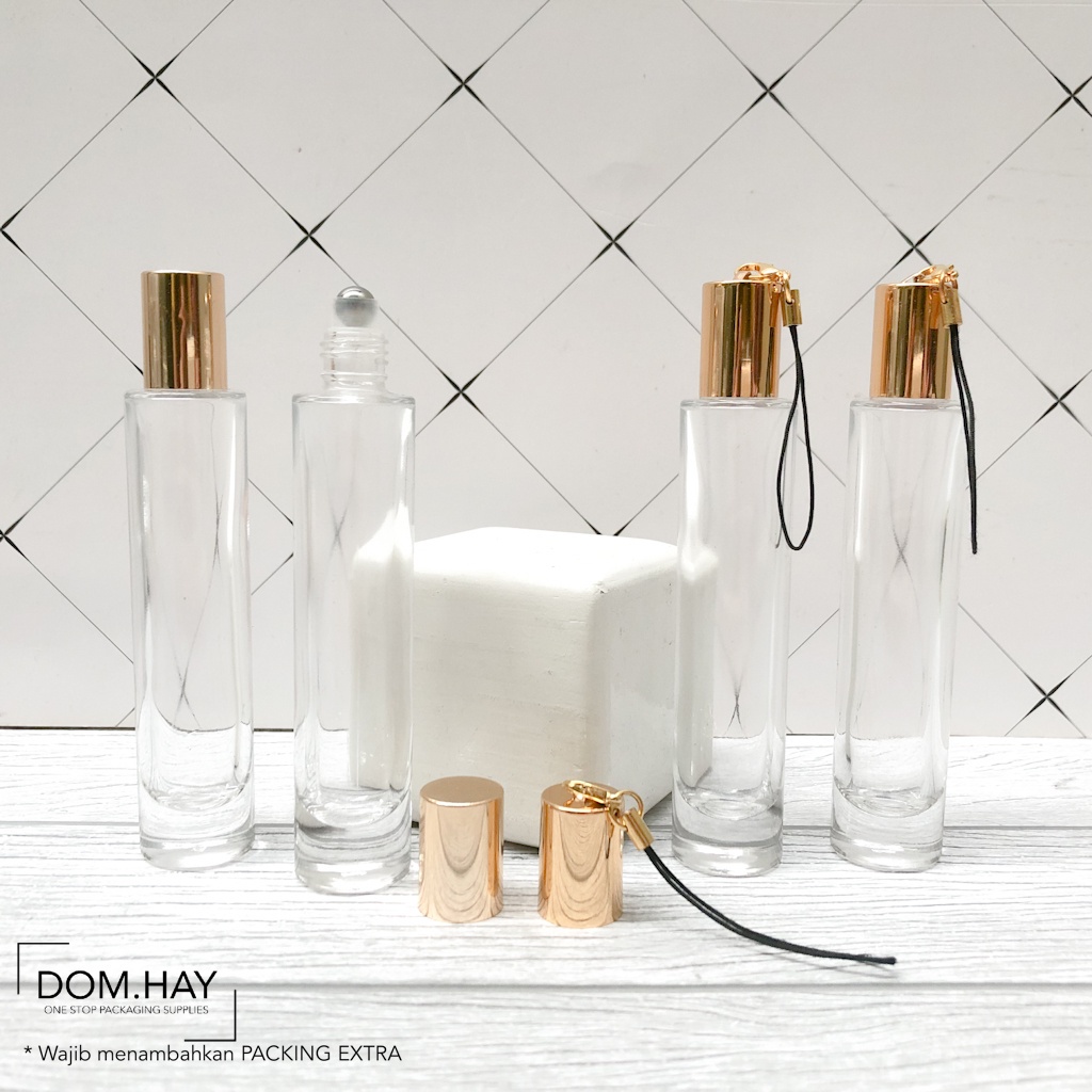 15ml Cylinder Clear Botol Roll On Kaca Silinder UNIK Metal Roller Bottle Essential Oil Aromatherapy 