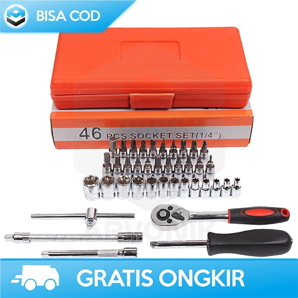 SET ALAT SERVICE MOBIL PAKET OBENG REPARASI 46 IN 1 MX DEMEL SERBAGUNA