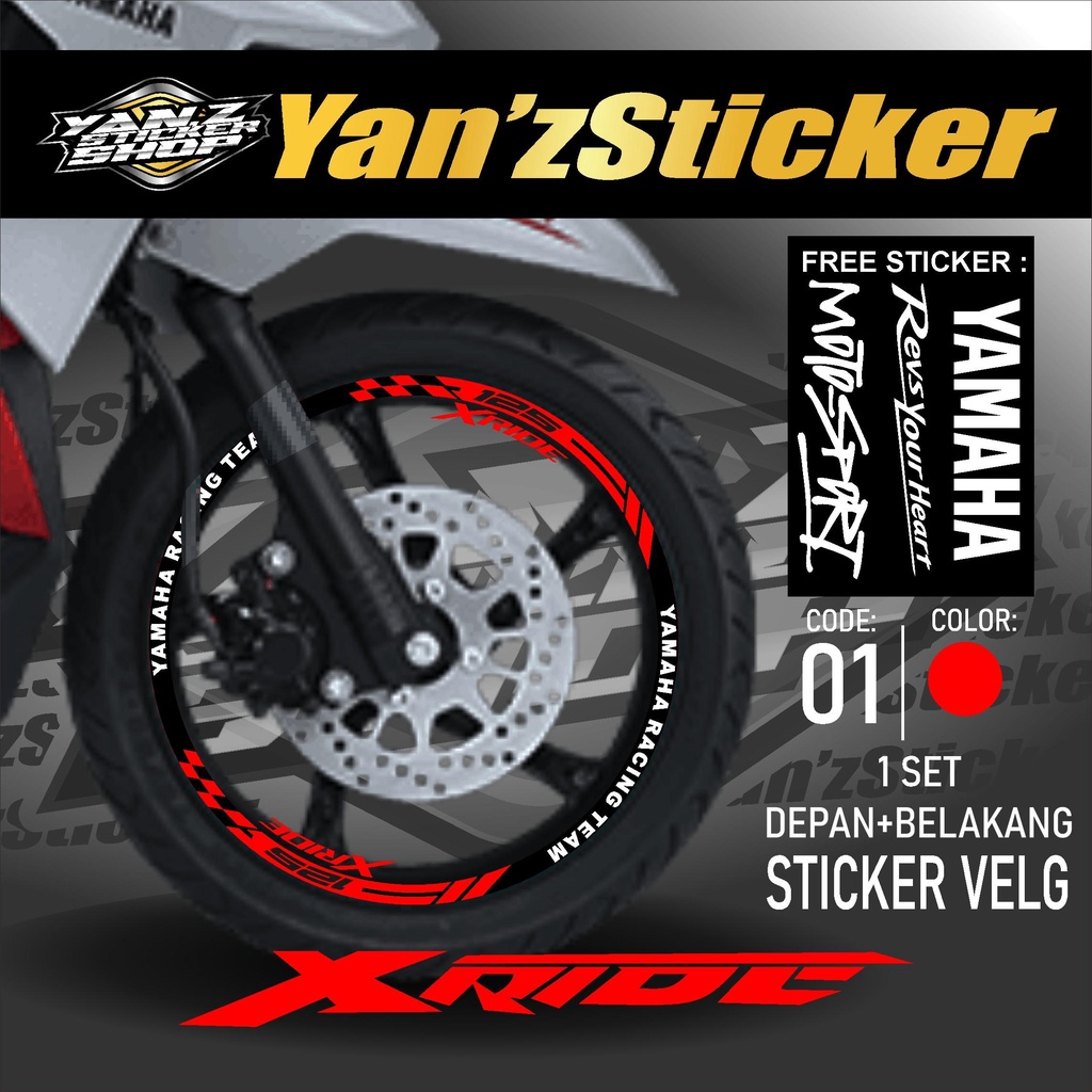 Aksesoris Stiker Cutting Sticker List Velg Motor Yamaha Xride 125 Lis Pelek Velk Variasi Set Depan B